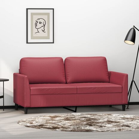 Tweezitsbank 140 cm kunstleer wijnrood 1