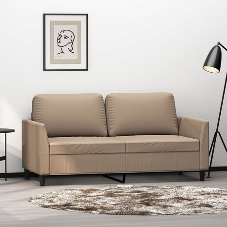 Tweezitsbank 140 cm kunstleer cappuccinokleurig 1