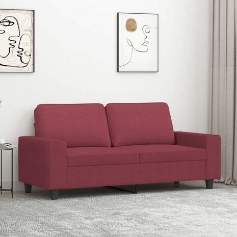Tweezitsbank 140 cm stof wijnrood 1