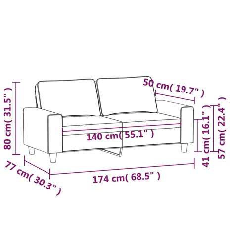 Tweezitsbank 140 cm stof wijnrood 8