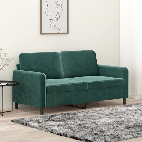 Tweezitsbank 140 cm fluweel donkergroen 1