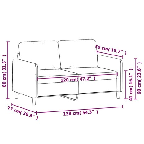 Tweezitsbank 120 cm stof wijnrood 8