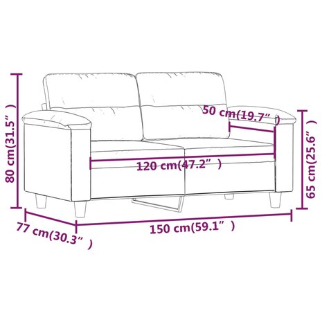 Tweezitsbank 120 cm kunstleer zwart 8