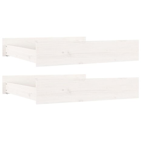 Bedlades 2 st massief grenenhout wit 2