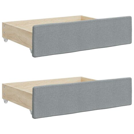 Opberglades bed 2 st bewerkt hout bewerkt hout stof lichtgrijs 2