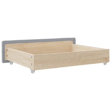 Opberglades bed 2 st bewerkt hout bewerkt hout stof lichtgrijs 6