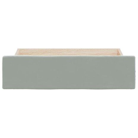 Opberglades bed 2 st bewerkt hout en fluweel lichtgrijs 4