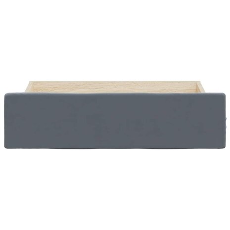Opberglades bed 2 st bewerkt hout en fluweel donkergrijs 4