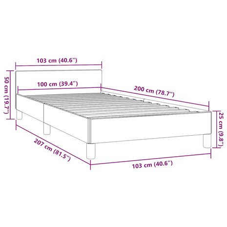 Bedframe zonder matras 100x200 cm stof groen 9