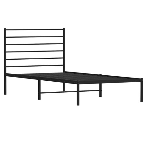 Bedframe met hoofdbord metaal zwart 75x190 cm 4