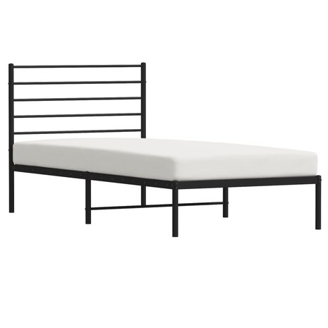 Bedframe met hoofdbord metaal zwart 75x190 cm 5