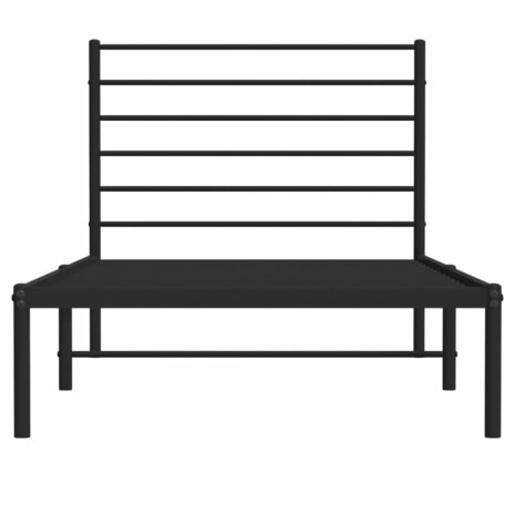 Bedframe met hoofdbord metaal zwart 75x190 cm 6