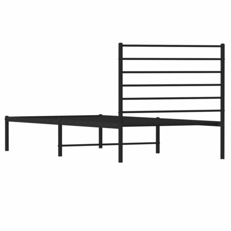 Bedframe met hoofdbord metaal zwart 75x190 cm 8