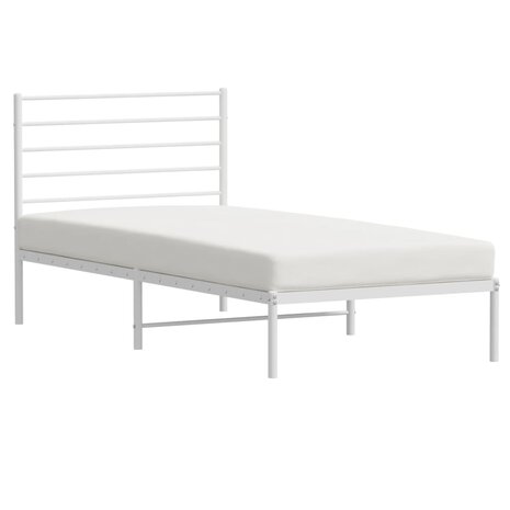 Bedframe met hoofdbord zonder matras metaal wit 75x190 cm 5