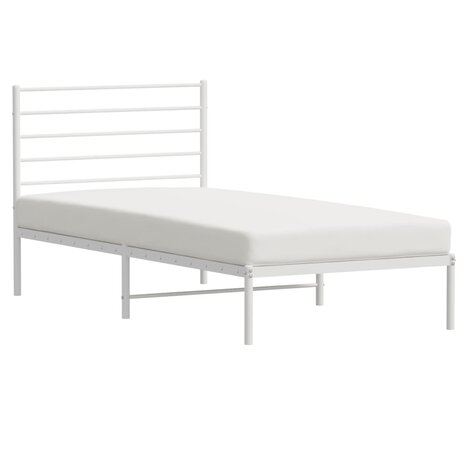 Bedframe met hoofdbord metaal wit 90x190 cm 5