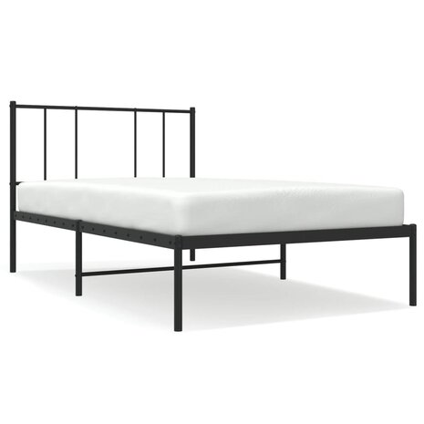 Bedframe met hoofdbord metaal zwart 80x200 cm 2