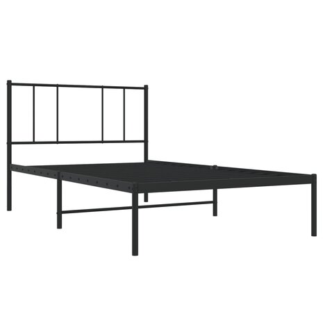 Bedframe met hoofdbord metaal zwart 90x190 cm 3