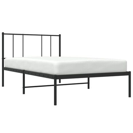 Bedframe met hoofdbord metaal zwart 90x190 cm 5