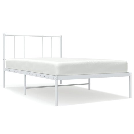 Bedframe met hoofdbord zonder matras metaal wit 75x190 cm 2