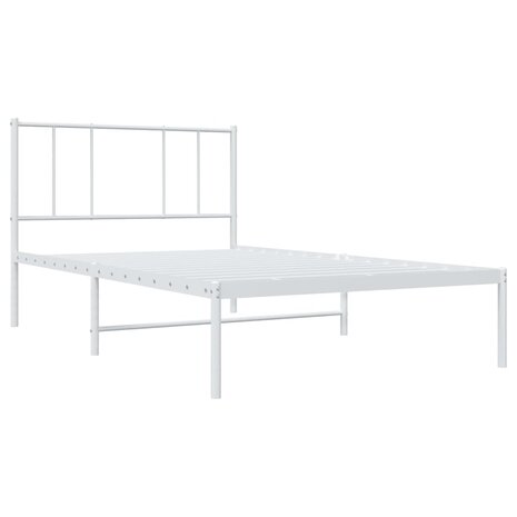 Bedframe met hoofdbord zonder matras metaal wit 75x190 cm 3