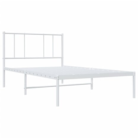 Bedframe met hoofdbord metaal wit 80x200 cm 3