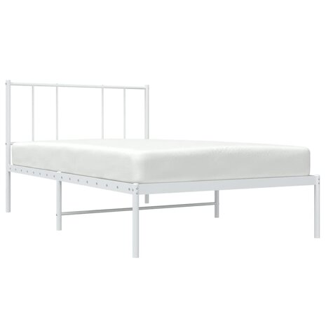 Bedframe met hoofdbord metaal wit 80x200 cm 5