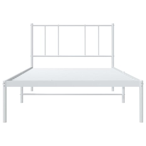 Bedframe met hoofdbord metaal wit 80x200 cm 6