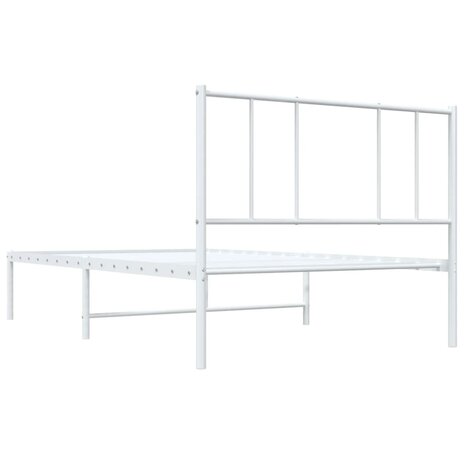 Bedframe met hoofdbord metaal wit 80x200 cm 8