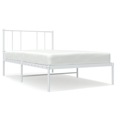 Bedframe met hoofdbord metaal wit 90x190 cm 2
