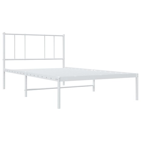 Bedframe met hoofdbord metaal wit 90x190 cm 3