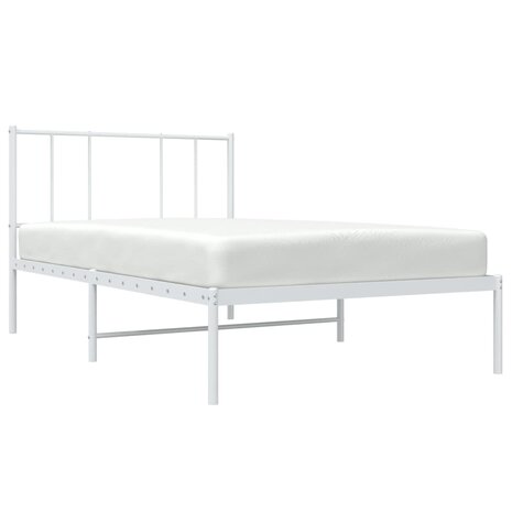 Bedframe met hoofdbord metaal wit 90x190 cm 5