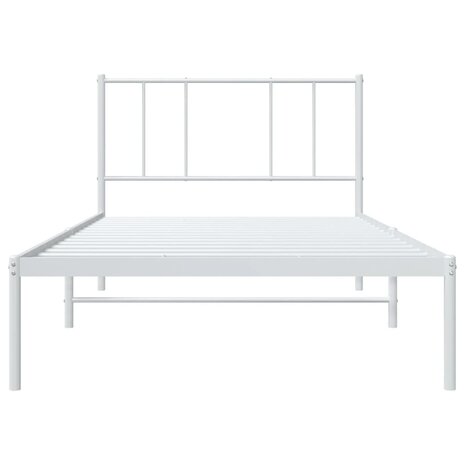 Bedframe met hoofdbord metaal wit 90x190 cm 6