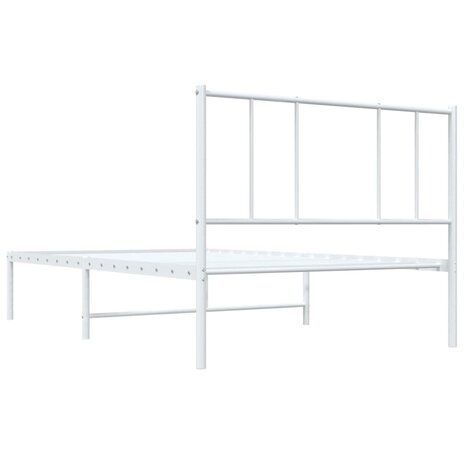 Bedframe met hoofdbord metaal wit 90x190 cm 8