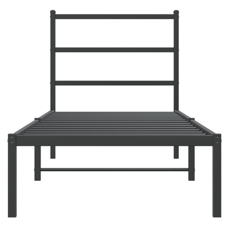 Bedframe met hoofdbord metaal zwart 75x190 cm 5