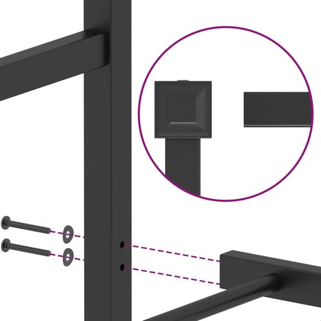 Bedframe met hoofdbord metaal zwart 75x190 cm 9