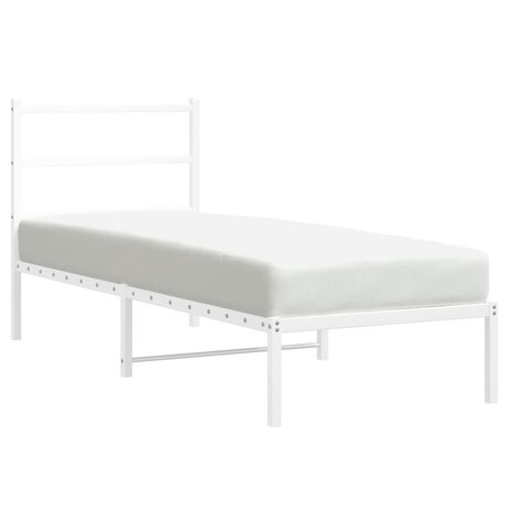 Bedframe met hoofdbord zonder matras metaal wit 75x190 cm 2