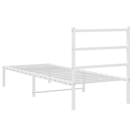 Bedframe met hoofdbord zonder matras metaal wit 75x190 cm 7