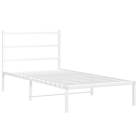 Bedframe met hoofdbord metaal wit 100x190 cm 3