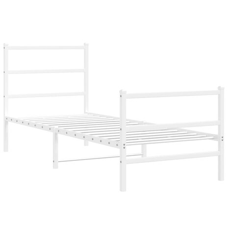 Bedframe met hoofd- en voeteneinde metaal wit 75x190 cm 3
