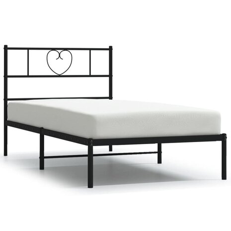 Bedframe met hoofdbord metaal zwart 80x200 cm 2