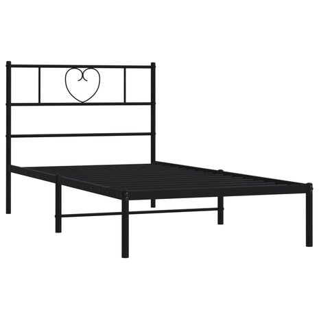 Bedframe met hoofdbord metaal zwart 80x200 cm 4
