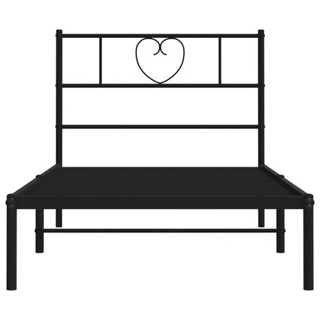 Bedframe met hoofdbord metaal zwart 80x200 cm 5