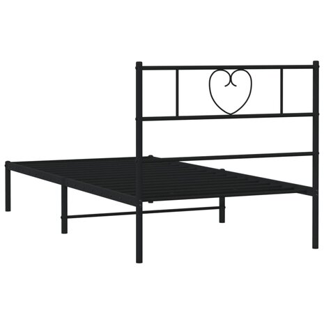 Bedframe met hoofdbord metaal zwart 80x200 cm 7