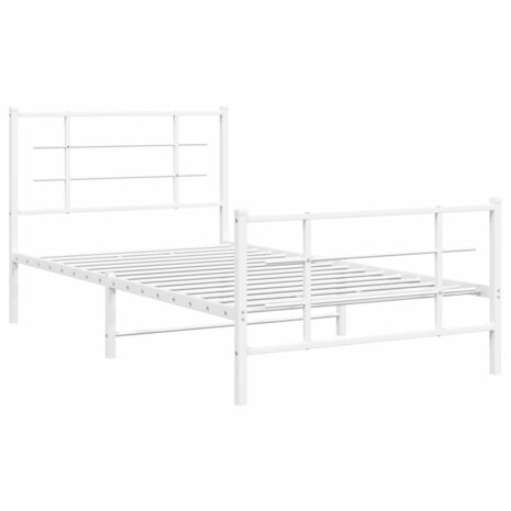 Bedframe met hoofd- en voeteneinde metaal wit 100x190 cm 3