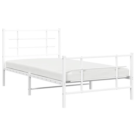 Bedframe met hoofd- en voeteneinde metaal wit 100x190 cm 4