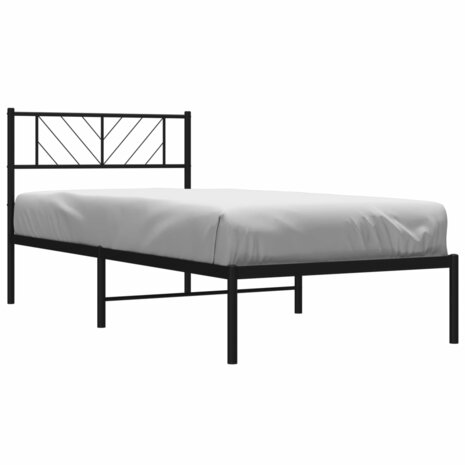 Bedframe met hoofdbord metaal zwart 80x200 cm 3