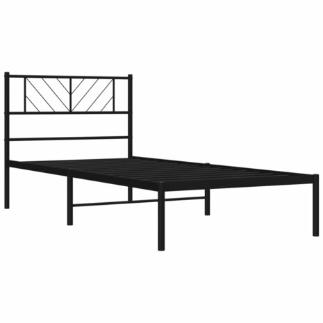 Bedframe met hoofdbord metaal zwart 80x200 cm 4
