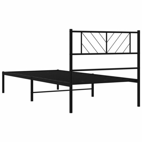 Bedframe met hoofdbord metaal zwart 80x200 cm 7