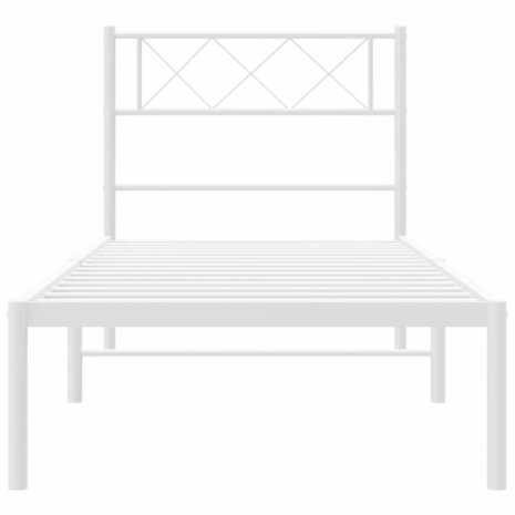 Bedframe met hoofdbord metaal wit 80x200 cm 5
