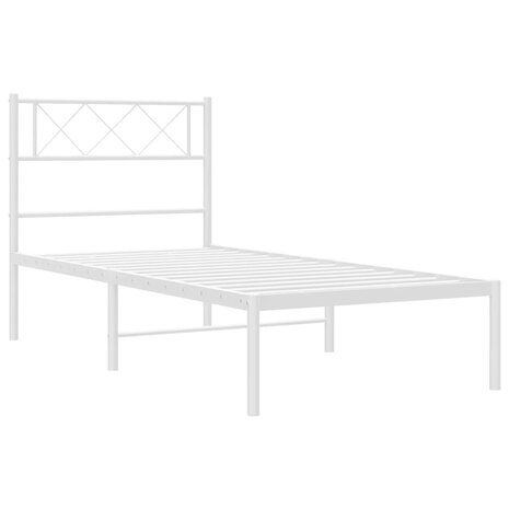 Bedframe met hoofdbord metaal wit 90x200 cm 4